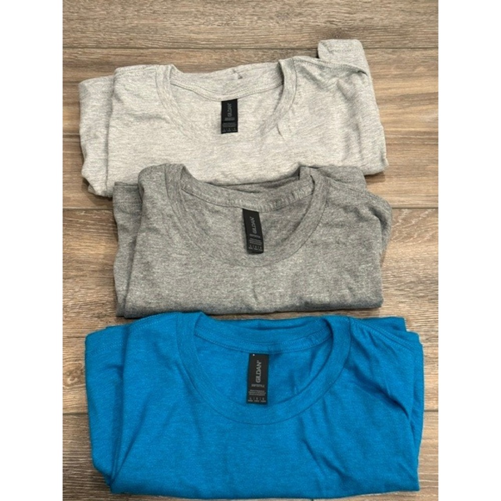 Gildan Softstyle Midweight T-Shirt Bundle 3 Pack Grey Blue Women Large L